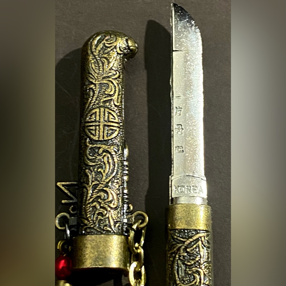 Vintage Korean Mini Dagger Letter Opener w/ Sheath 4” Long - Picture 4 of 4